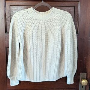 Cotton Fisherman Knit Mockneck Ivory Sweater 525 America M